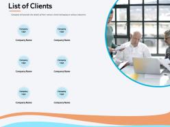 List of clients company name ppt powerpoint presentation summary design inspiration