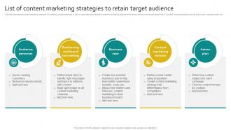 List Of Content Marketing Strategies To Retain Target Audience