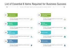 List of essential 8 items required for business success