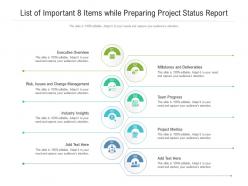 List of important 8 items while preparing project status report