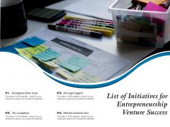 List of initiatives for entrepreneurship venture success