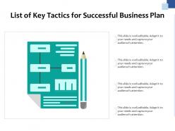 List of key tactics for successful business plan