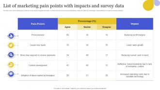 List Of Marketing Pain Points With Impacts And Survey Data