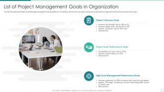 List Of Project Management Goals In Organization In Powerpoint And Google Slides