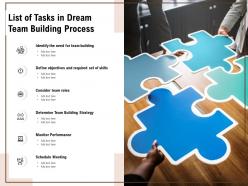 List of tasks in dream team building process