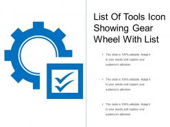 List of tools icon showing gear wheel with list