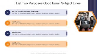 List Two Purposes Good Email Subject Lines In Powerpoint And Google Slides Cpb