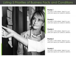 Listing 5 priorities of business facts and conditions
