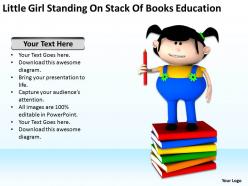Little girl standing on stack of books education ppt graphics icons