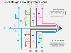 Lk pencil design flow chart with icons flat powerpoint design