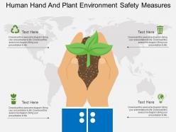 Ll human hand and plant environment safety measures flat powerpoint design