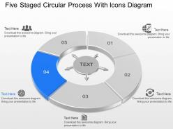 Ln five staged circular process with icons diagram powerpoint template slide