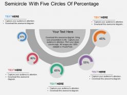 Lo semicircle with five circles of percentage flat powerpoint design