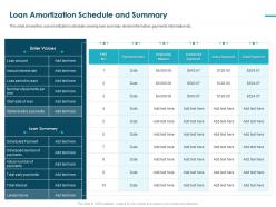 Loan Amortization Schedule And Summary Value Loan Ppt Slides Visuals