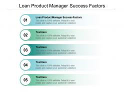 Loan product manager success factors ppt powerpoint presentation background image cpb