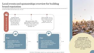 Local Events And Sponsorships Overview Elevating Sales Revenue With New Travel Company Strategy SS V