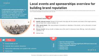 Local Events And Sponsorships Overview For Building Brand New Travel Agency Marketing Plan