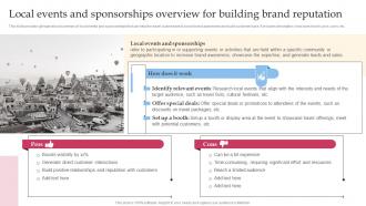 Local Events And Sponsorships Overview For Efficient Tour Operator Advertising Plan Strategy SS V