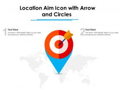 Location aim icon with arrow and circles