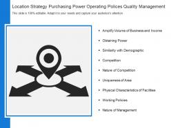 Location Strategy Purchasing Power Operating Polices Quality Managements