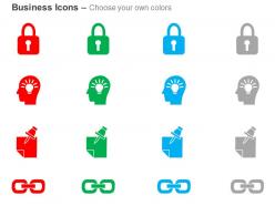 Lock mind bulb link idea generation ppt icons graphics