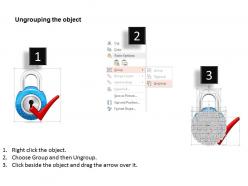 Lock with checkmark for safety analysis ppt slides
