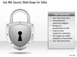 Lock with security shield design for safety ppt slides