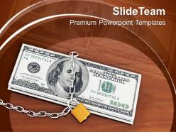 Locked money on wooden table cash powerpoint templates ppt themes and graphics 0213