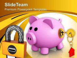 Locked piggy bank security real estate powerpoint templates ppt themes and graphics 0213
