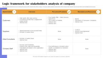 Logic Framework For Stakeholders Analysis Of Company