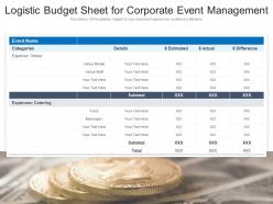 Logistic budget sheet for corporate event management