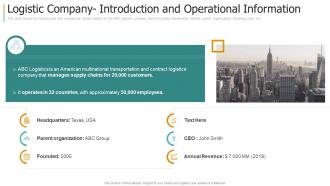 Logistic company introduction and information creating strategy for supply chain management