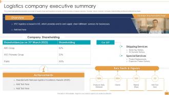 Logistic Company Profile Powerpoint Presentation Slides