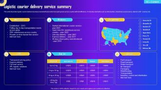 Logistic Courier Delivery Service Summary