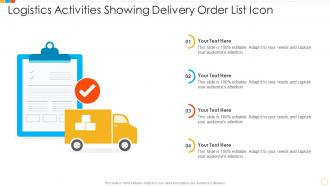 Logistics activities showing delivery order list icon