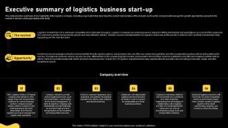 Logistics And Supply Chain Executive Summary Of Logistics Business Start Up BP SS