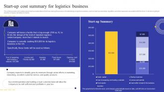 Logistics Business Plan Start Up Cost Summary For Logistics Business BP SS