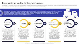 Logistics Business Plan Target Customer Profile For Logistics Business BP SS