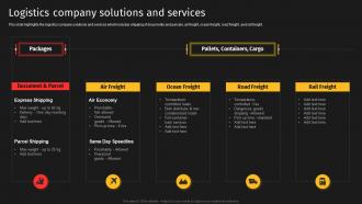 Logistics Company Solutions And Services Courier Delivery Services Company Profile Ppt Topics
