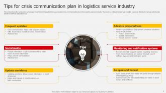 Logistics Service And Communication Plan Powerpoint Ppt Template Bundles Professionally Professional