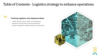 Logistics Strategy To Enhance Operations Powerpoint Presentation Slides Images Editable