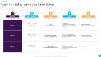 Logistics Training Session Plan For Employees