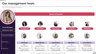 Logistics Transport Company Profile Our Management Team Ppt Slides Visuals