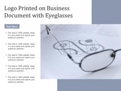 Logo printed on business document with eyeglasses
