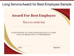 Long service award for best employee sample