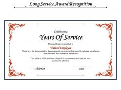 Long service award recognition