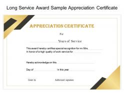 Long service award sample appreciation certificate