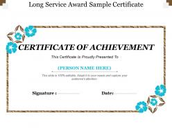 Long service award sample certificate