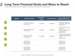 Long Term Financial Goals And Ways To Reach First Venture Capital Funding Ppt Grid