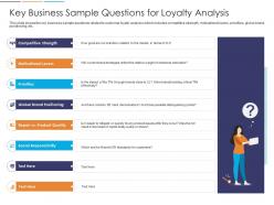 Loyalty Analysis Key Business Sample Questions For Loyalty Analysis Ppt Powerpoint Graphics